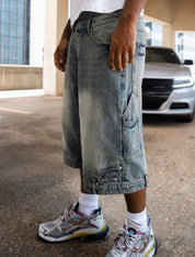 MIRRORED JORTS (BLUE)