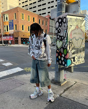 MIRRORED JORTS (BLUE)